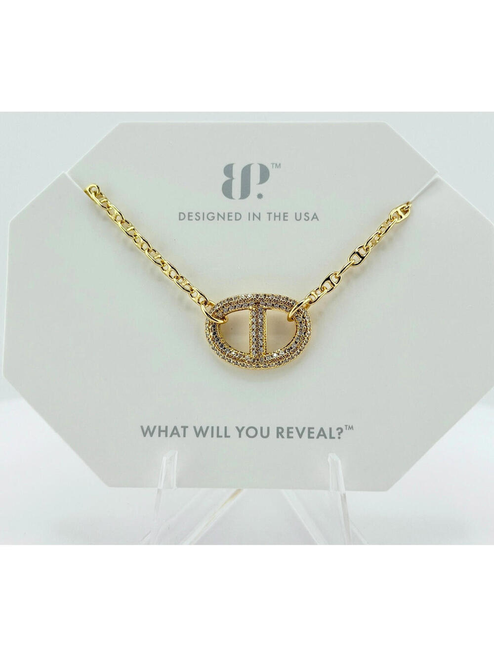 Bomb Party Necklace NK39798 “Dreaming Of The Shore” Clear CZ on Yellow Gold